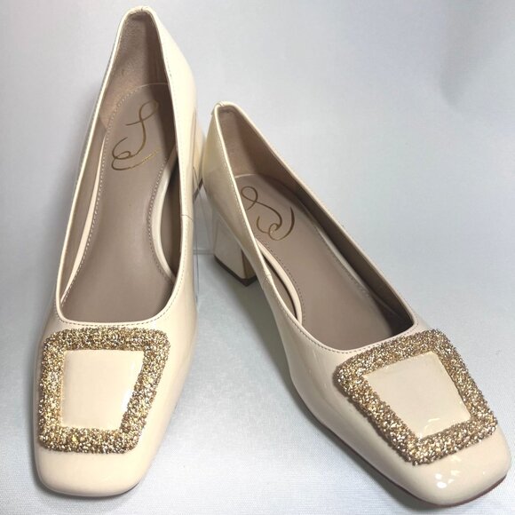 Sam Edelman Women's Thalia Pumps Chunky Heel Ivory shoes Size 6 - Picture 1 of 13